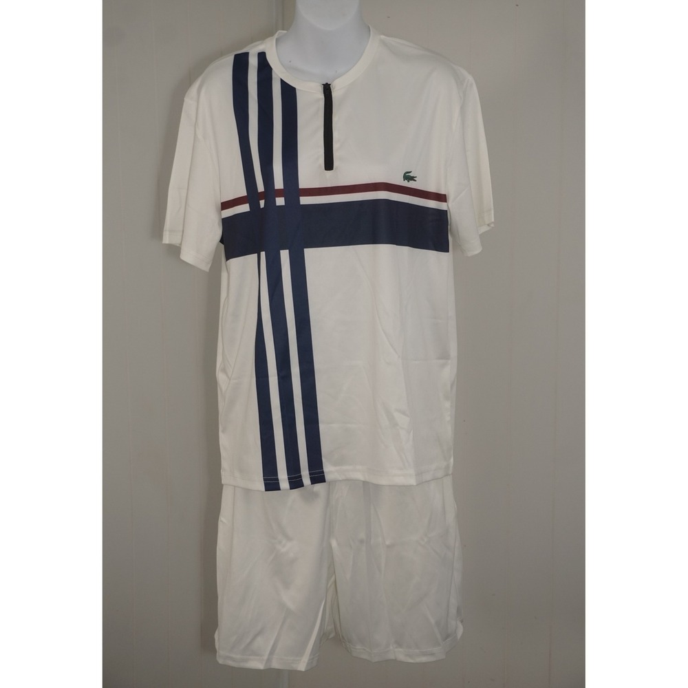 Unbranded Medium White Sport Tracksuit Set Quarter Zip Shirt And Shorts